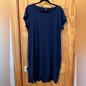 Eileen Fisher short sleeve dress in dark blue size XL